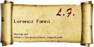 Lorencz Fanni névjegykártya